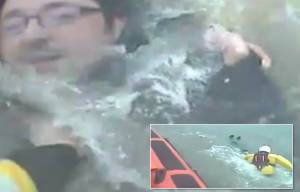 Close call...Mike Dooley almost died after being swept into icy waters off the coast of Wales and had to be rescued by the RNLI