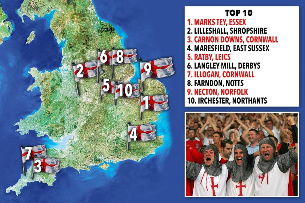 Marks Tey tops the pile of England's most avid followers, followed by Lilleshall and Carnon Downs