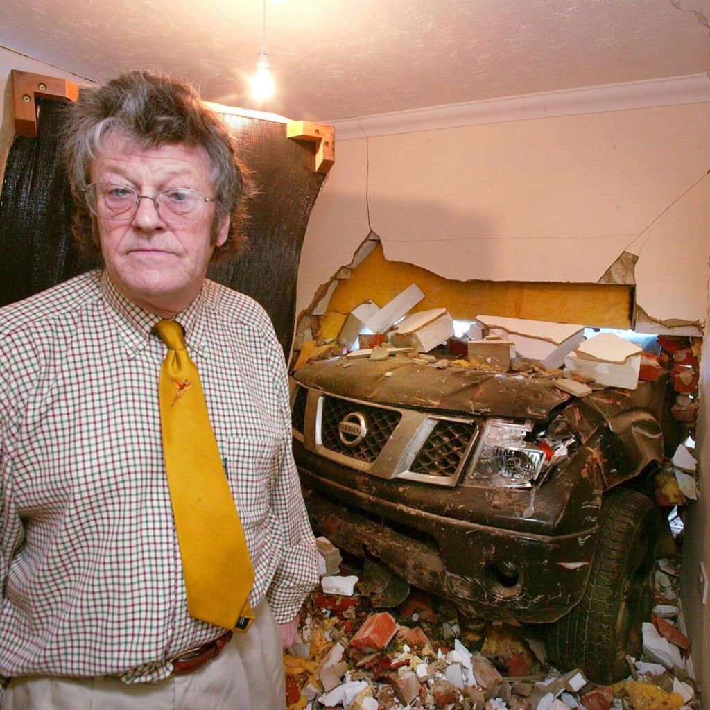 Marks Tey resident Victor Chapman stunned as 4x4 comes hurtling through the wall of his house in 2008