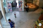 A woman, thought to be the lad's mum, then turns away and walks off in the opposite direction