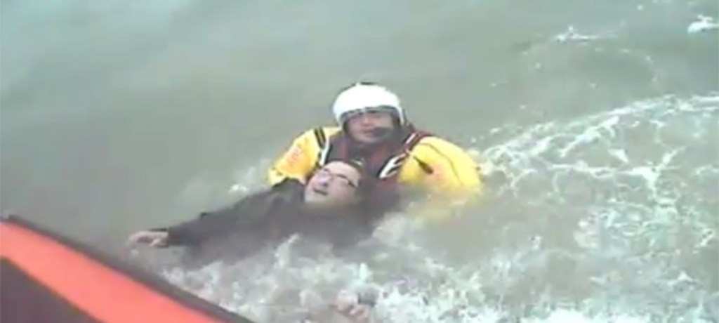 Mike was in the water for around 10 minutes before the RNLI was able to come to his rescue