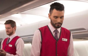Rylan Clarke shares his big screen moment as he stars as cabin crew alongside Joanna Lumley in new Ab Fab movie