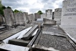 Sickening ... 14 headstones in Blackley Jewish Cemetery in Charlestown were knocked over and smashed by vandals