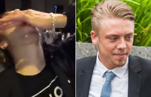 Shocking moment a drunken reveller at a funfair was filmed swallowing GOLDFISH