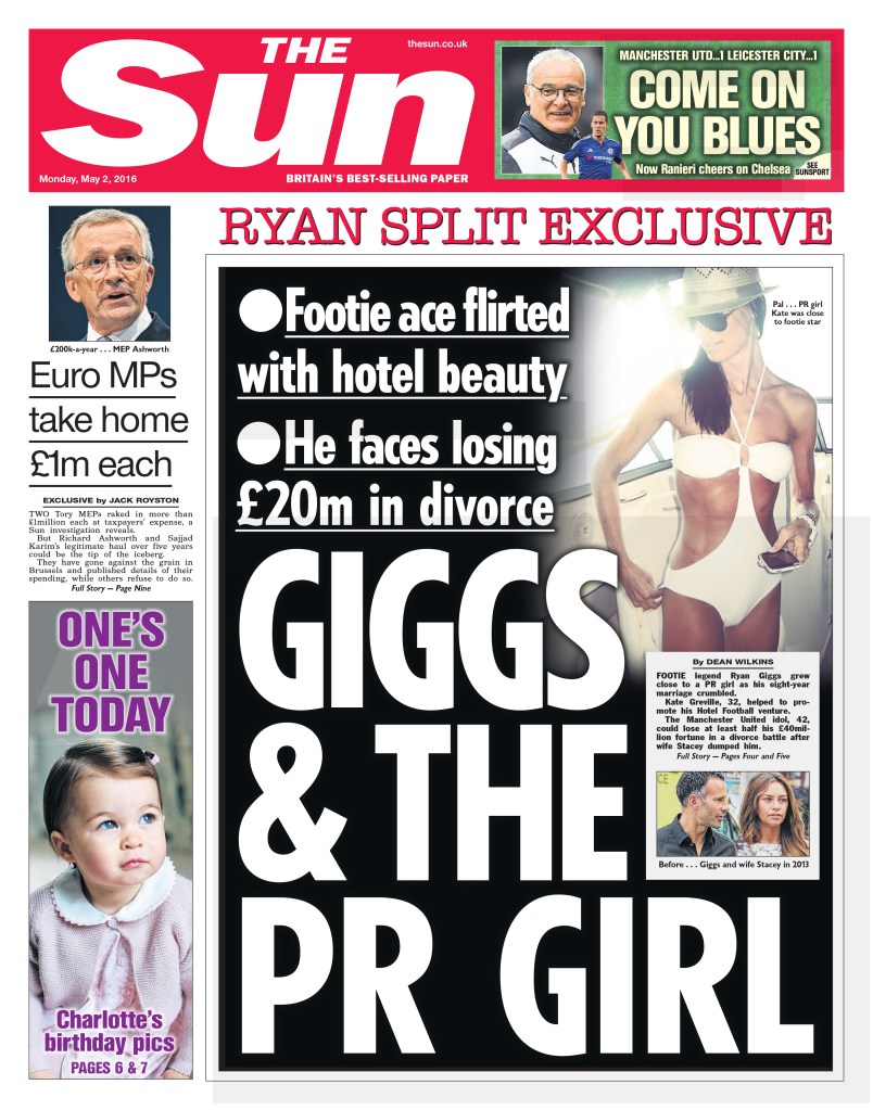 The Sun on Sunday revealed Stacey’s decision to end the marriage to football ace Ryan Giggs after he had a string of affairs including PR girl Kate Greville