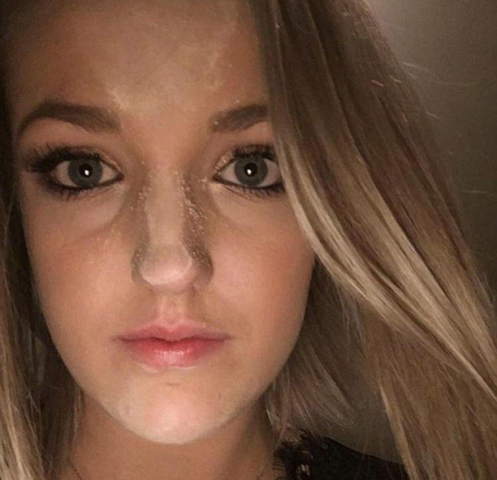 Michelle Andrews was 'extremely intoxicated' when she decided to slap on a bit of face powder to cover her sweaty brow
