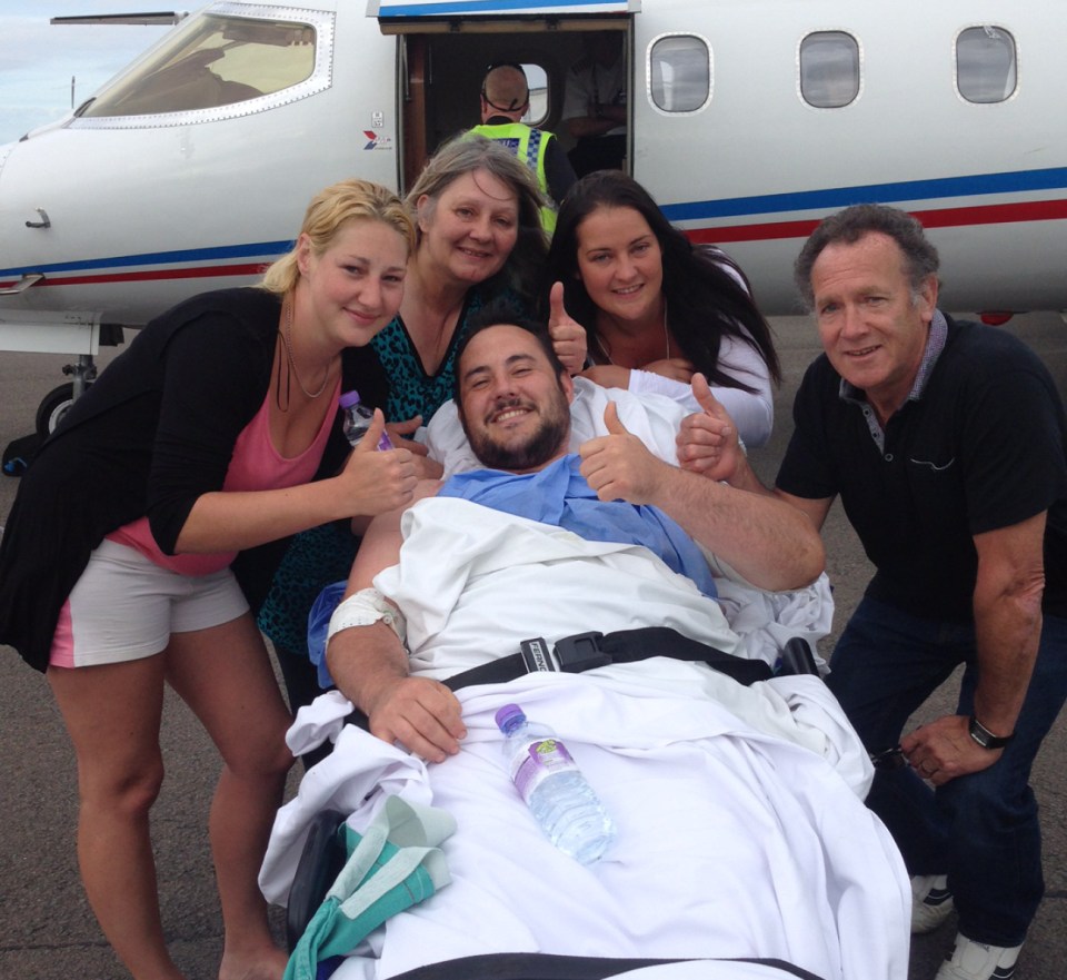 The day after the attack the couple were flown home by air ambulance
