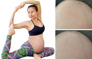 Pregnant yoga teacher films the jaw-dropping moment her baby moves around in her womb