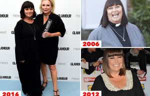 Dawn French looks slimmer than ever as she joins best friend Jennifer Saunders at the Glamour Awards