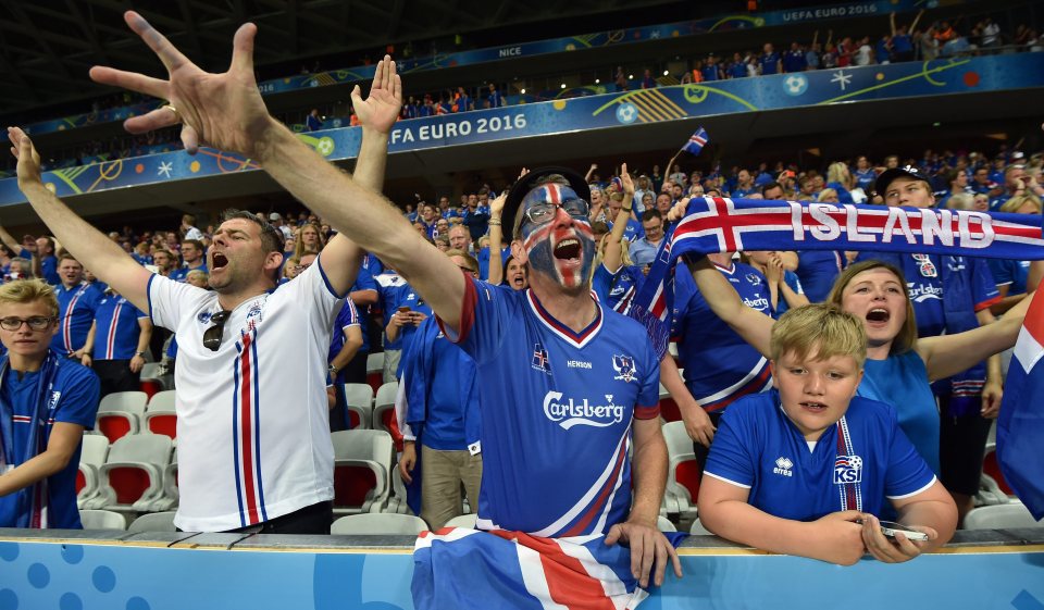 Iceland fans celebrate their remarkable victory in Nice