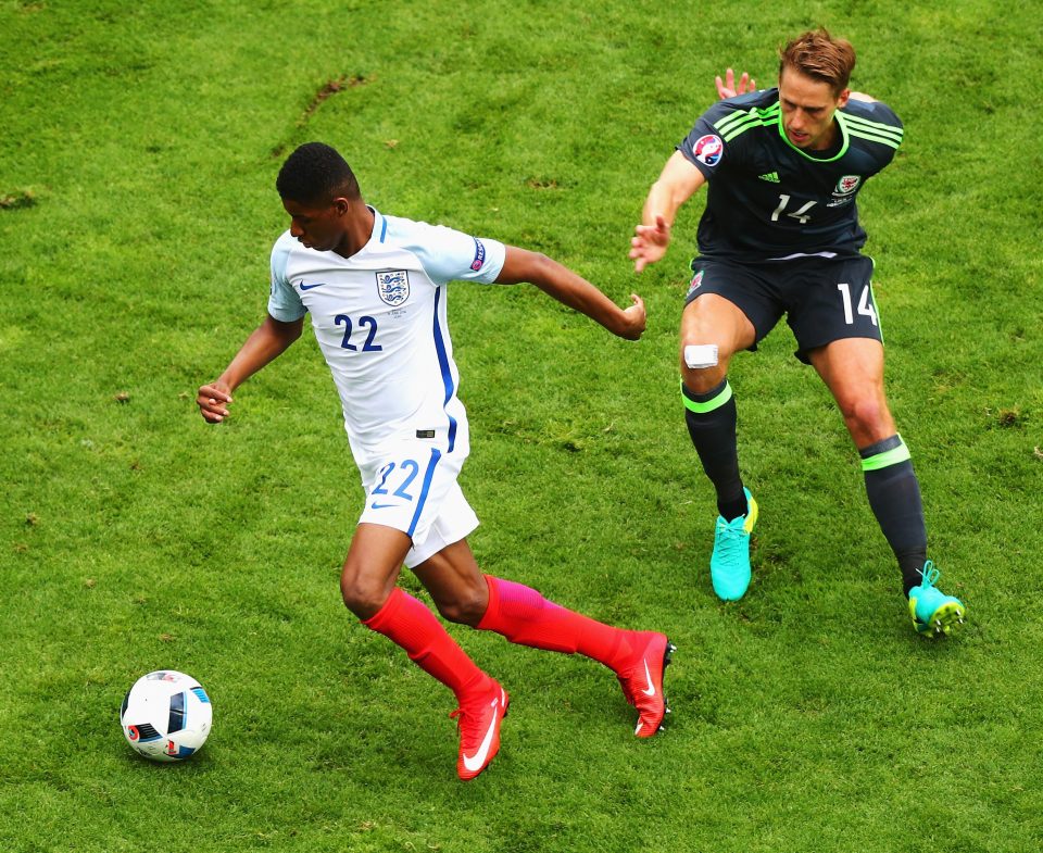 Marcus Rashford came on for a lively cameo on his competitive England debut