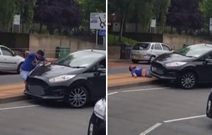 Shocking moment a man is run over by a DRIVING INSTRUCTOR in 'road rage attack'