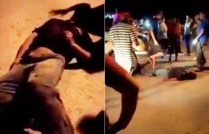 Shock video shows a gang attack a suspected rapist accused of snatching girl, 4