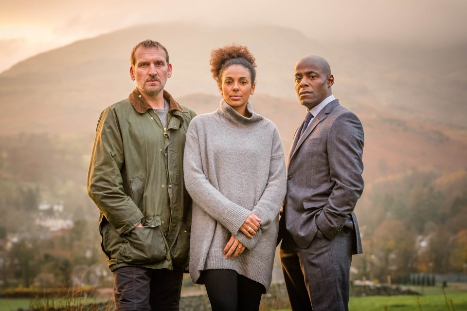 Christopher Ecclestone with co-stars Paterson Joseph and Marsha Thomason, who face the axe