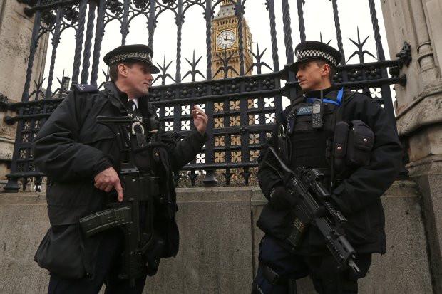 Police outside parliament