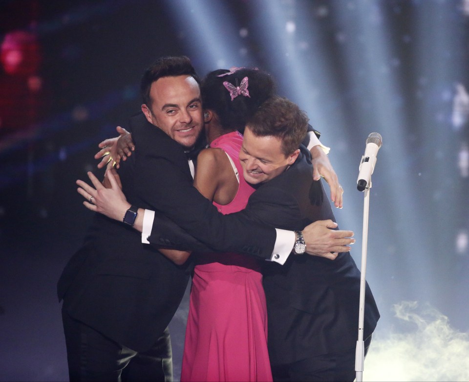 And and Dec hug a contestant on Britain's Got Talent