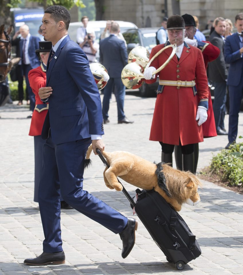 Chris Smalling was the first England star to have to lug the toy lion about