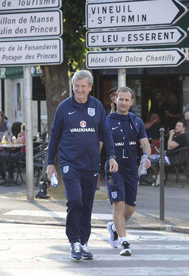 Roy Hodgson smiles as the England manager touches down in Chantilly, France, to begin Euro 2016 preparations