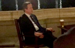 David Cameron snapped unwinding with a pint on Commons terrace after Brexit debate
