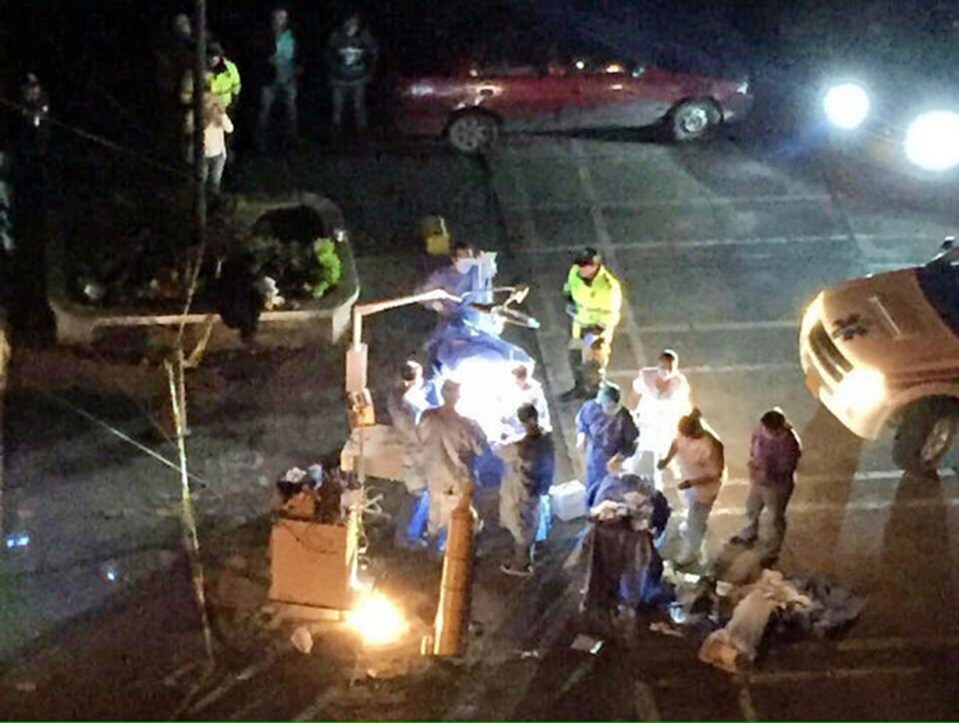Medics conducted the surgery under lights in the car park to prevent an explosion inside the hospital