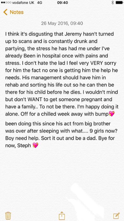 Steph previously attacked Jez in a stinging online post