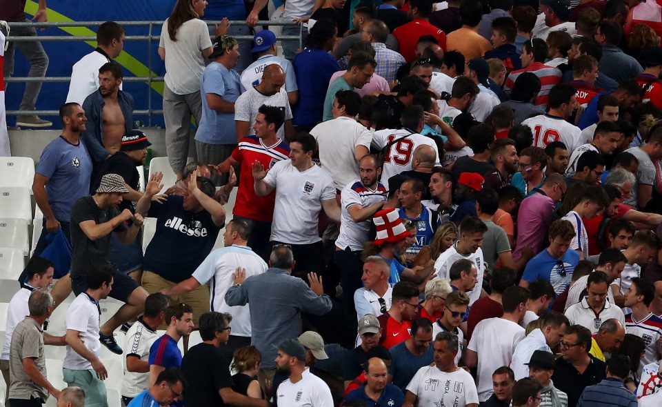 Women and children were left terrified as fans fled the Russian attack in Marseilles