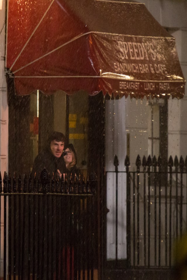 Benedict Cumberbach gets a drenching