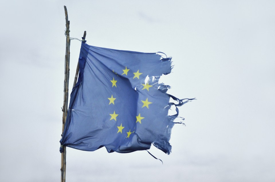 Tattered EU flag