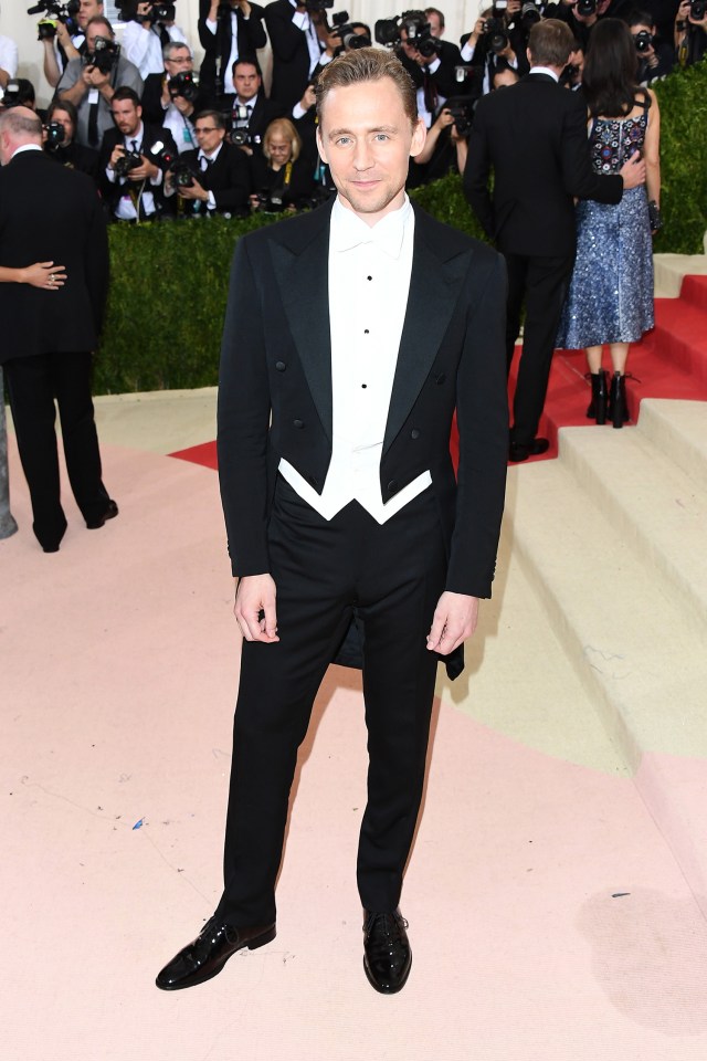 Tom Hiddleston pictured on the red carpet at The Met Ball just moments before fate would introduce him to new love Taylor Swift 