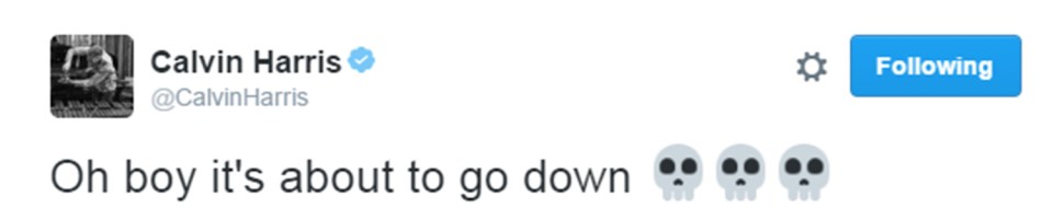 Calvin Harris has since deleted this tweet 
