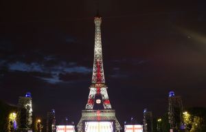 Eiffel Tower lit in the colours of England after a memorable day with victory over Wales