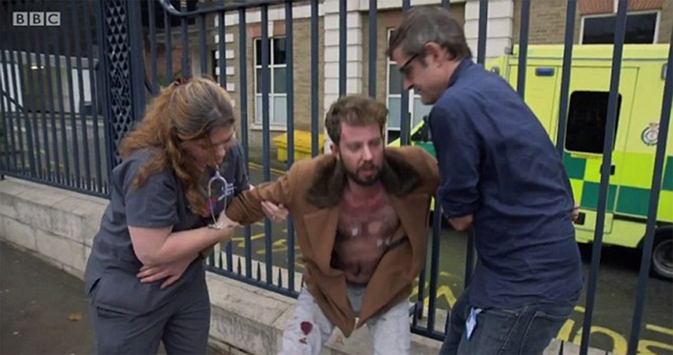 In distressing scenes Joe tried to leave the hospital in search of booze