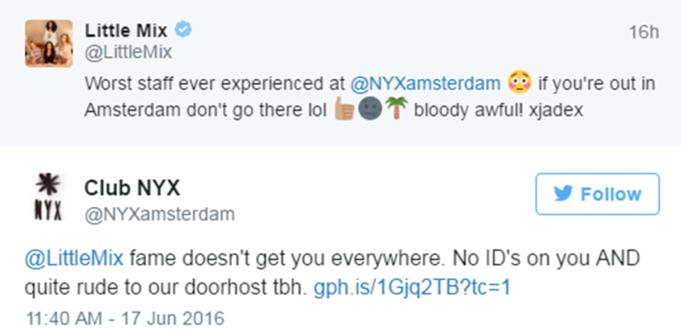 Club NYX weren't taking Jade's comment without a fight.