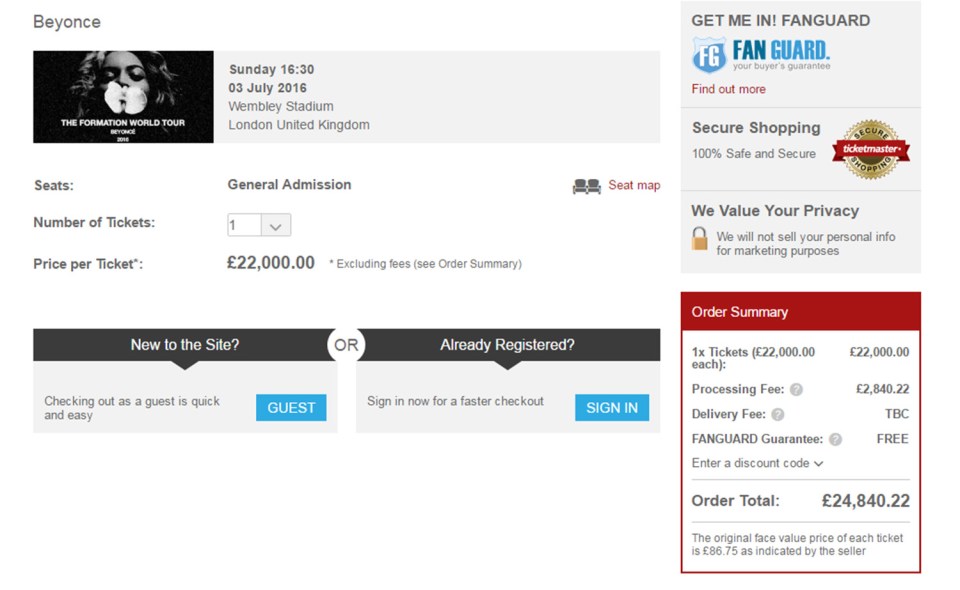 ...and clicking on the link reveals an additional £2,840 booking fee
