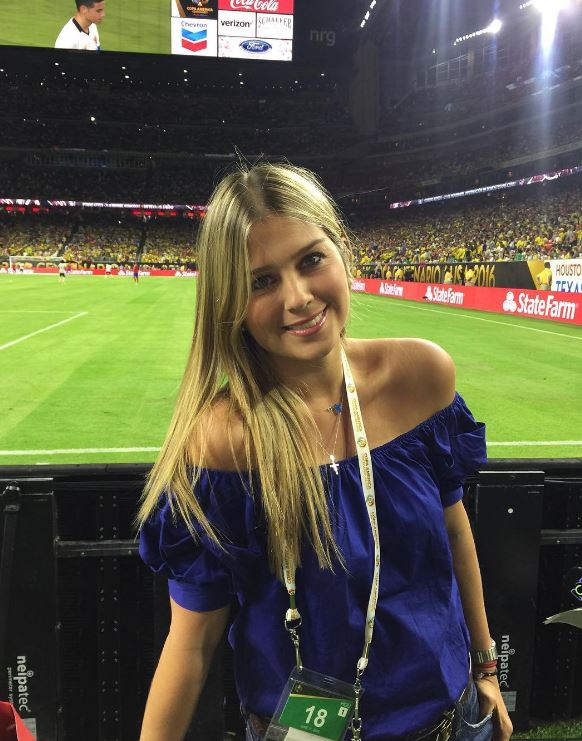 Andrea Guerrero strikes a pose before working at the Copa America