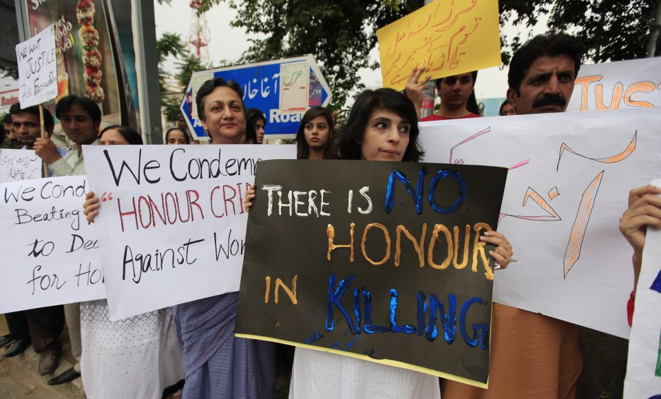 Members of civil society and the Human Rights Commission of Pakistan protest in Islamabad, against the killing of Farzana Iqbal