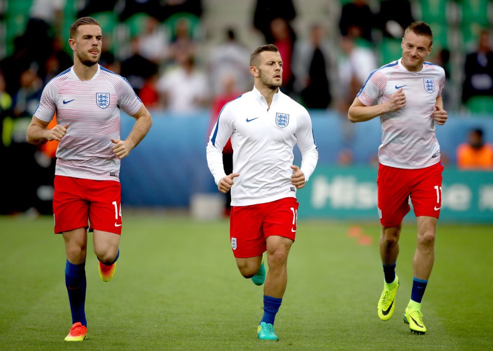 Jordan Henderson (left) and Jack Wilshere (centre) came in against Slovakia