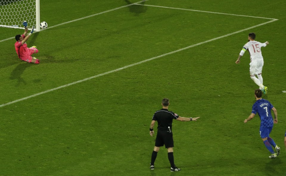 Croatia keeper Danijel Subasic saves Sergio Ramos' penalty kick