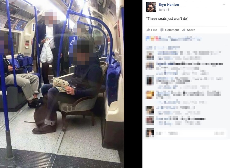 NEXT STOP, TRAFALGAR CHAIR? LONDON COMMUTER TAKES OWN ARMCHAIR ONTO TUBE TO SIT ON