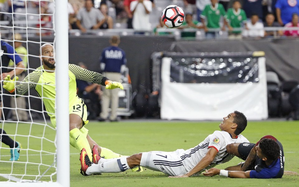 The Milan forward converts a cross from Arias on the half-hour mark