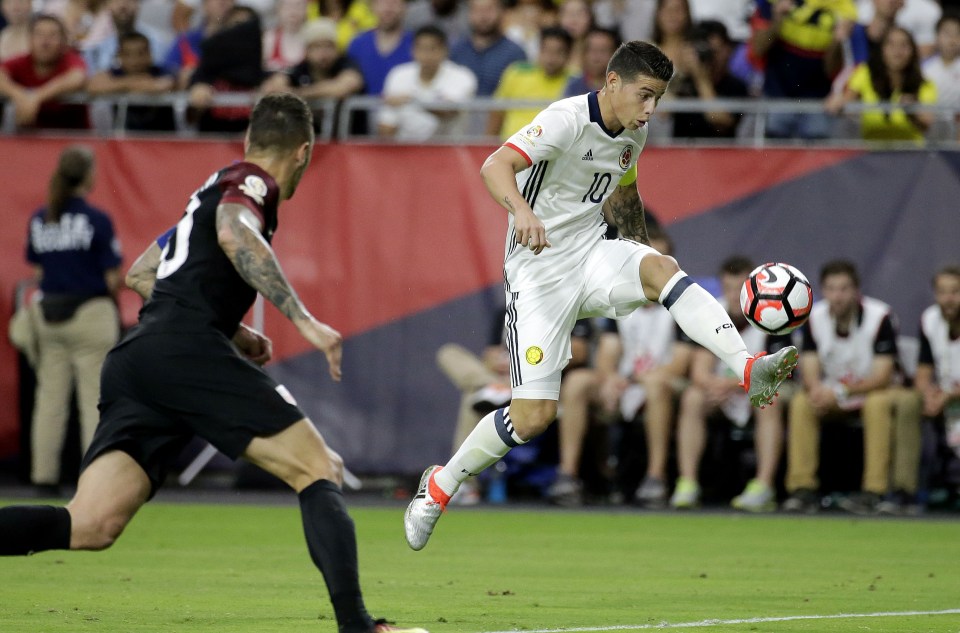 Real Madrid midfielder James Rodriguez played an exquisite pass in the build-up to Colombia's winner in Arizona