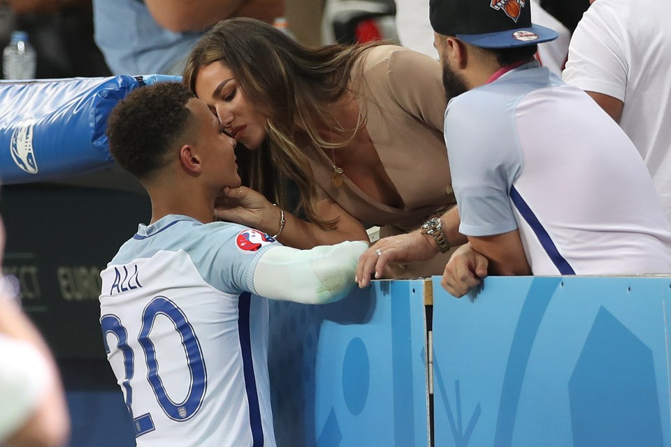 Dele Alli of England is comforted by his girlfriend at the end of the UEFA Euro 2016 match at Stade de Nice, Nice Picture by Paul Chesterton/Focus Images Ltd +44 7904 640267 27/06/2016