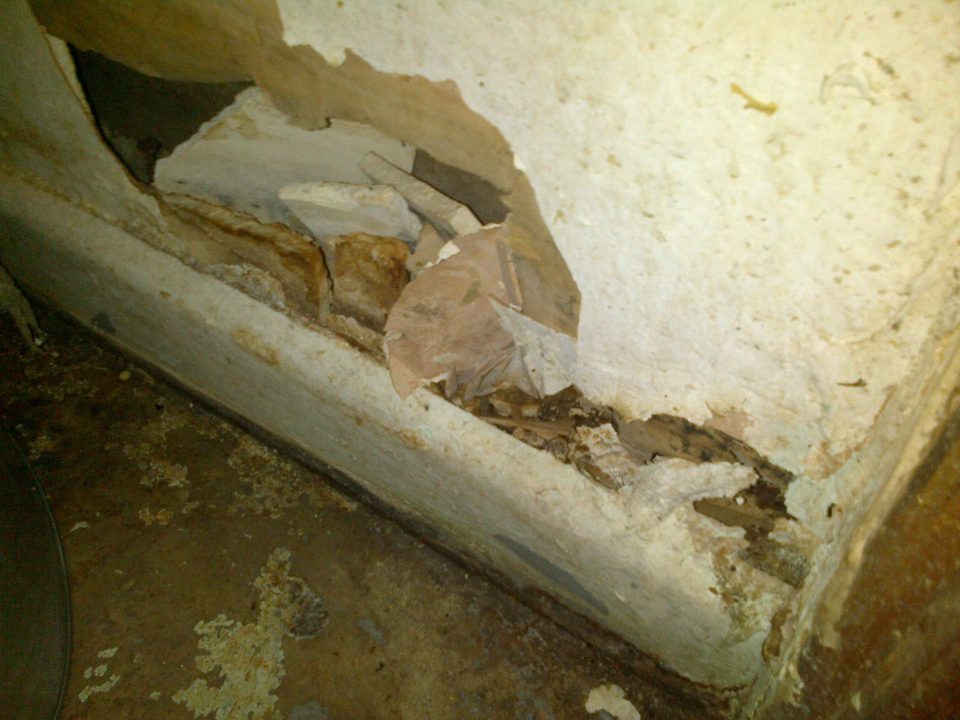 Wall of a lobby leading to the staff toilet in the Good Fortune restaurant in Portsmouth 