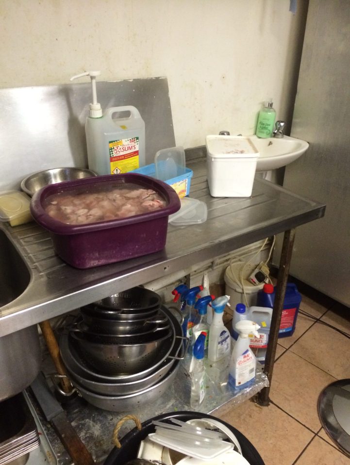 The kitchen was found to be filthy by health inspectors when they raided the property