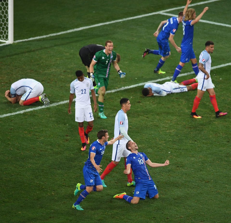Iceland celebrate their shock victory over England