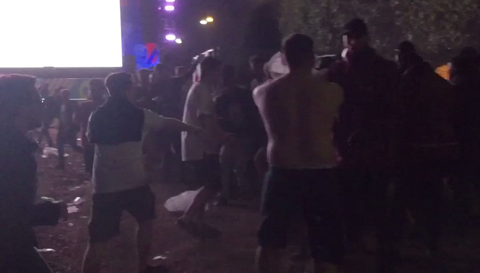 Things kicked off in the Paris fan zone again after England crashed out to Iceland