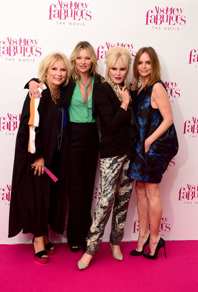 Catwalk queen Kate posed with her Ab Fab co-stars Jennifer Saunders, Joanna Lumley and Stella McCartney