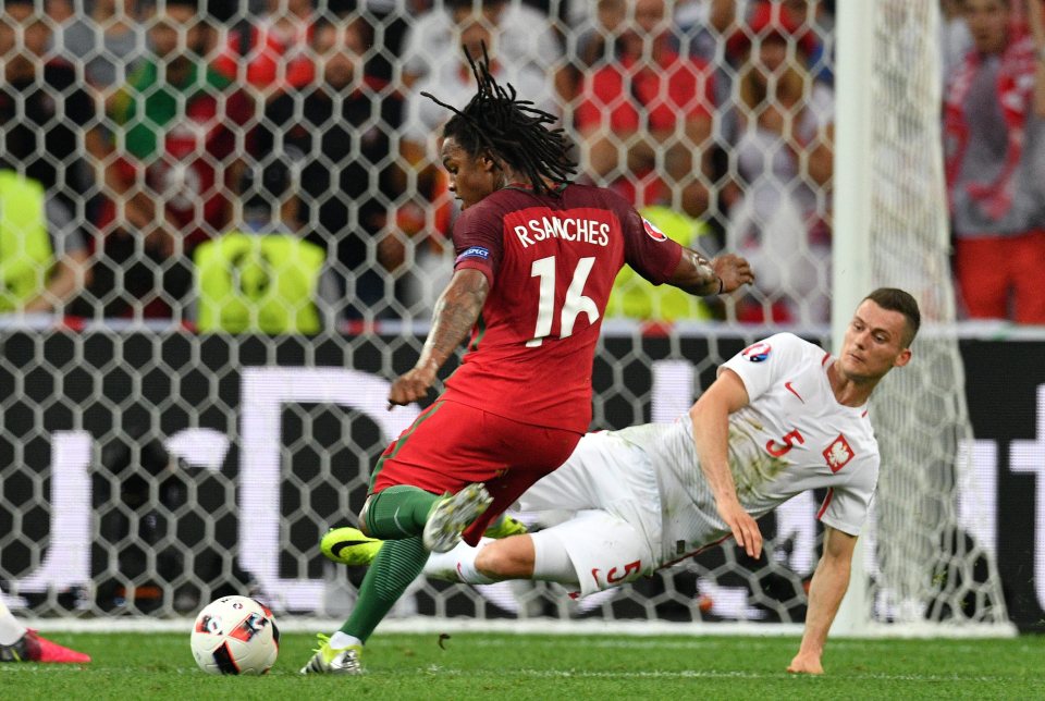 Renato Sanches equalises on 33 minutes with his first goal for Portugal