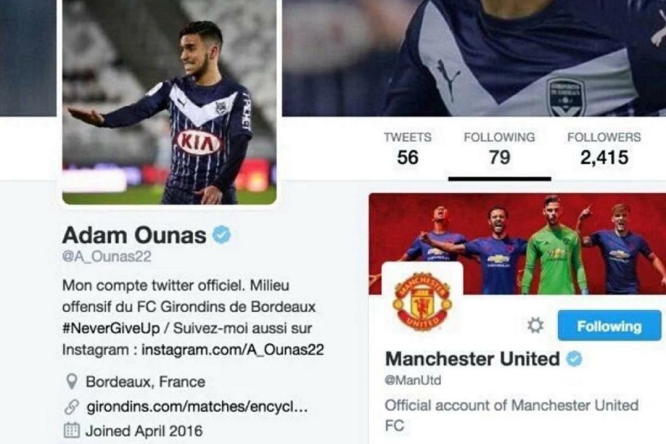 Ounas has sparked talk he could be heading to Old Trafford by following United on Twitter