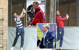 Glum England stars arrive back at Chantilly base before Harry Kane and Jamie Vardy try to cheer up with a round of golf